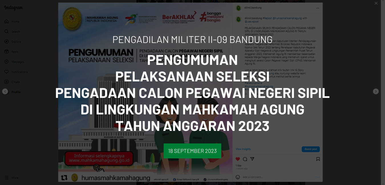 PENGUMUMAN PELAKSANAAN SELEKSI PENGADAAN CALON PEGAWAI NEGERI SIPIL DI LINGKUNGAN MAHKAMAH AGUNG TAHUN ANGGARAN 2023