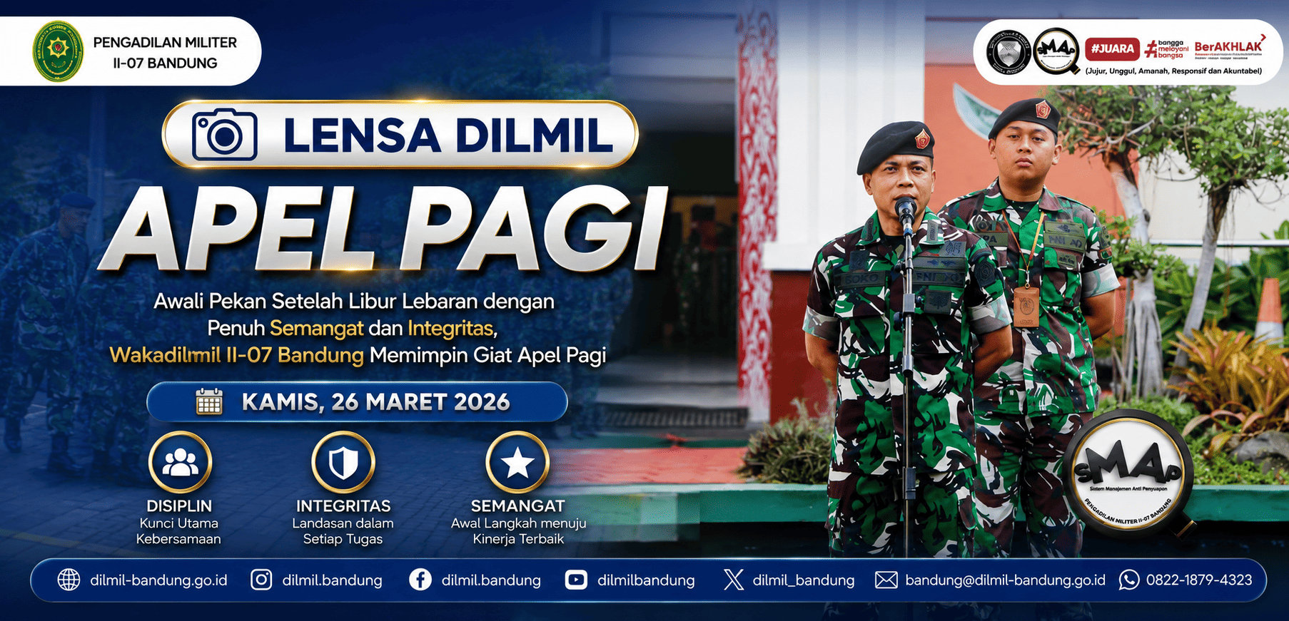 APEL PAGI OLEH WAKADILMIL II-09 BANDUNG SEKALIGUS PENGECEKAN ANGGOTA