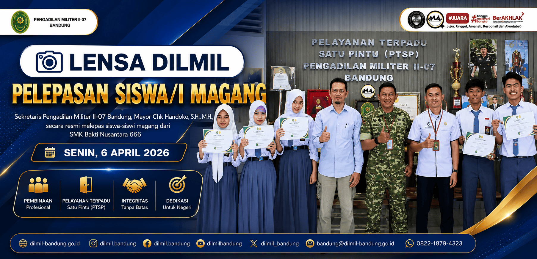 PELEPASAN SISWA/I MAGANG PADA PENGADILAN MILITER II-07 BANDUNG