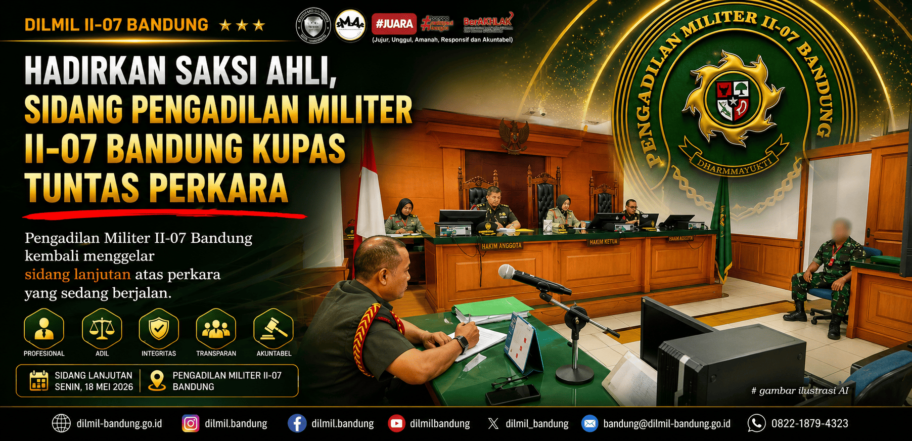 HADIRKAN SAKSI AHLI SIDANG PENGADILAN MILITER II-07 BANDUNG KUPAS TUNTAS PERKARA