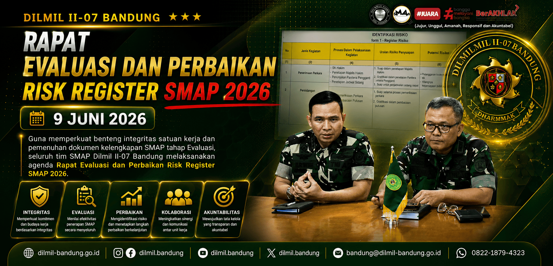 RAPAT EVALUASI PERBAIKAN RISK REGISTER DAN SASARAN KERJA SMAP DILMIL II-09 BANDUNG TAHUN 2026
